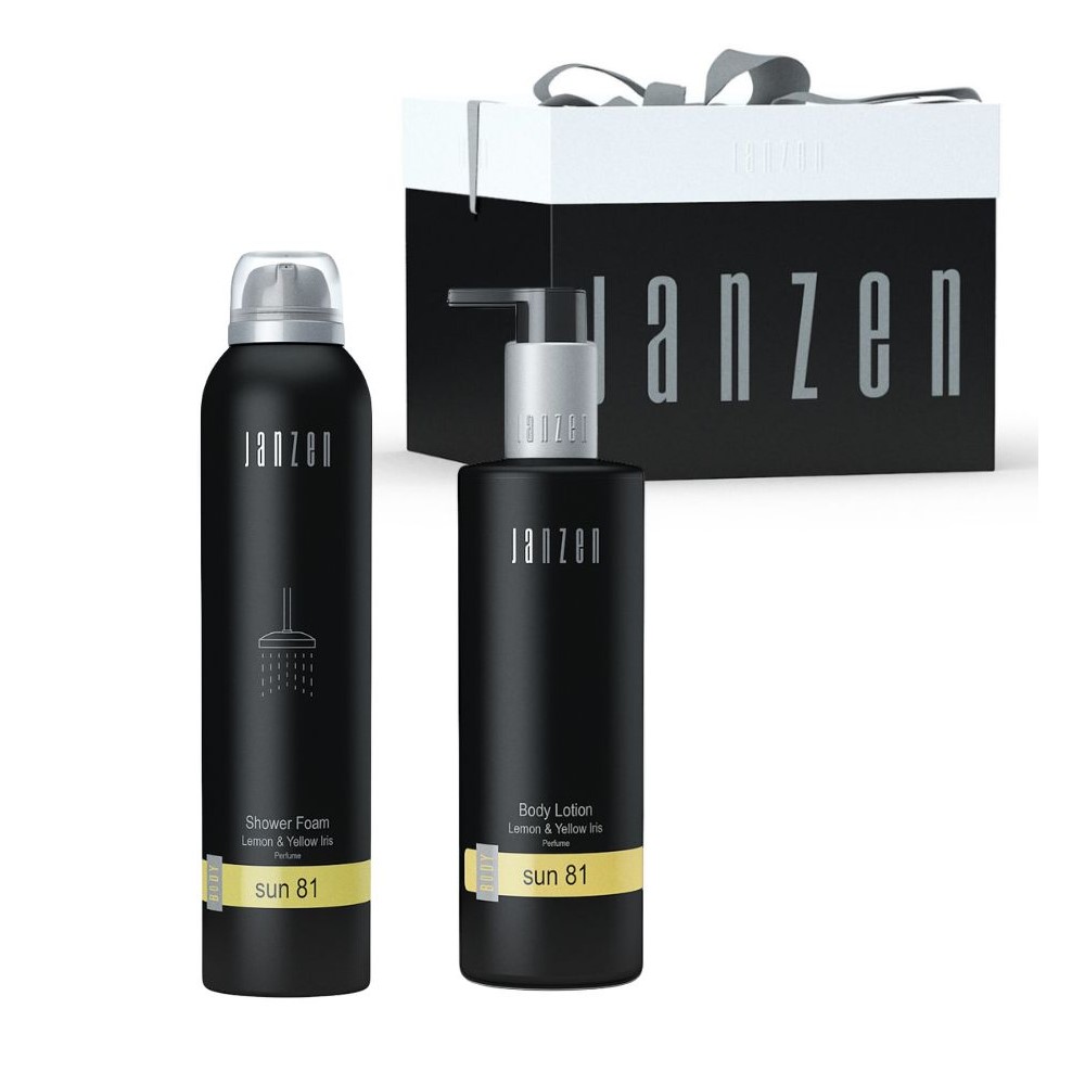 Sun 81 zomerse giftset van Janzen  Showerfoam en hand & bodylotion geel