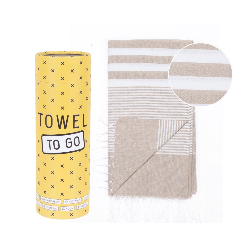 Towel To Go Hamamdoek in geschenkkoker Beige