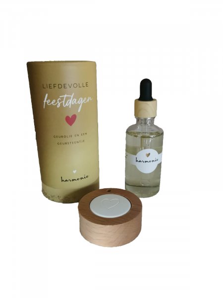 Geursteentje met geurolie in geschenkkoker Liefdevolle Feestdagen - 