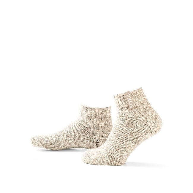 Soxs schapenwollen sokken laag met antislip Antislip laag beige - nude - 