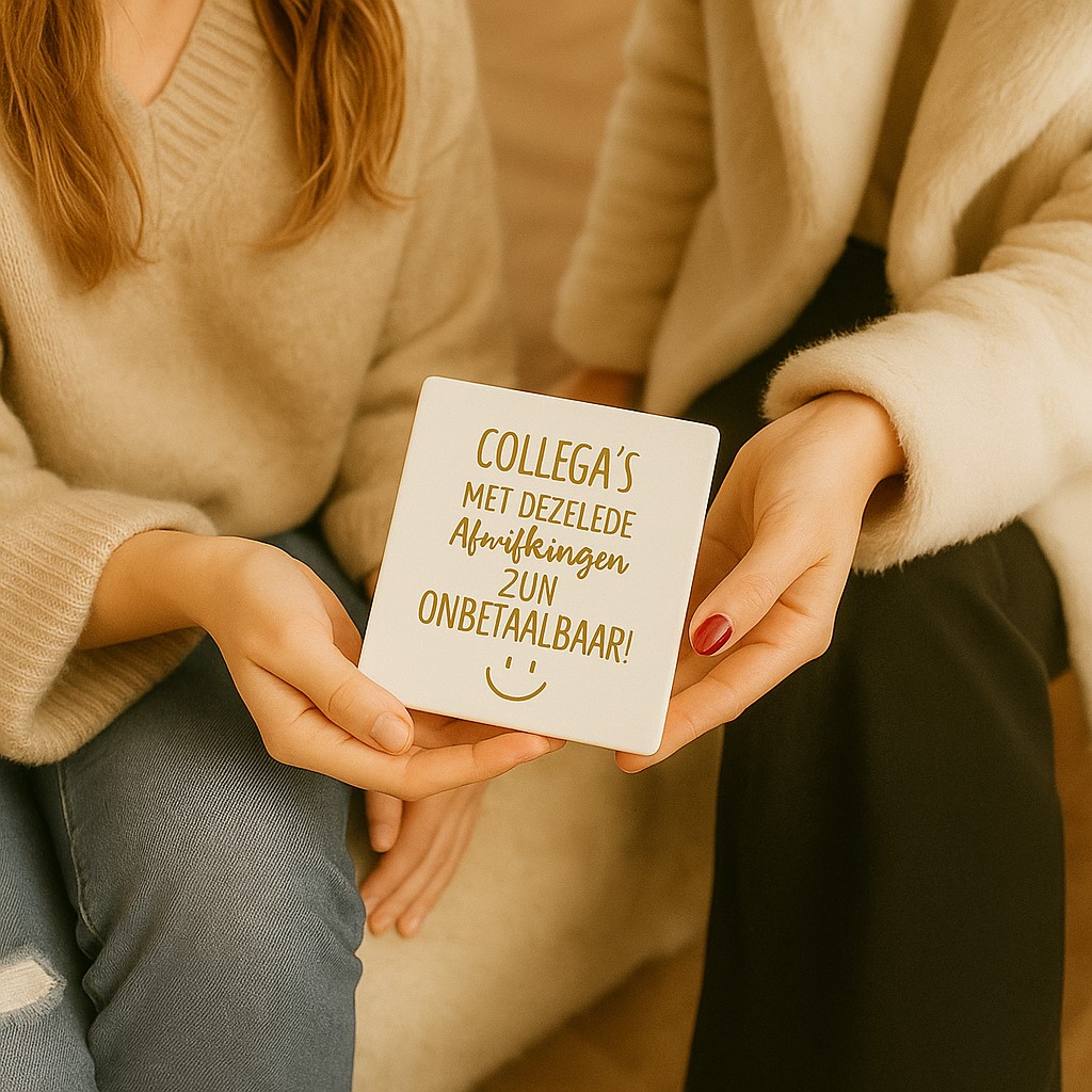 Originele tegeltjes inclusief houten standaardje Collega's met dezelfde - 