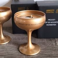 'Proost op de mooiste momenten' feestelijke kaars in champagneglas - 