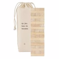 Houten jenga spelletje 'Op jou kan ik bouwen'