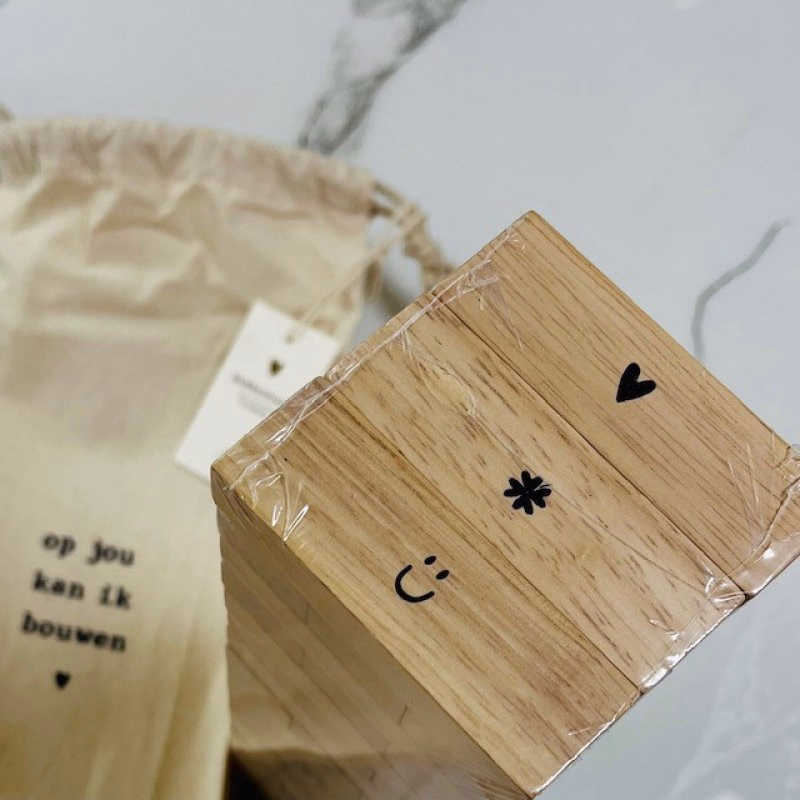 Houten jenga spelletje 'Op jou kan ik bouwen'
