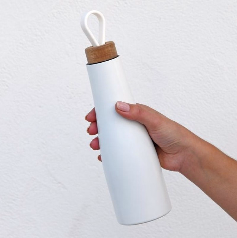 Stijlvolle witte thermosfles met hengsel - 