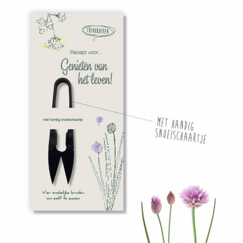Culinair Relatiegeschenk: DIY Kruidenpakket met snoeischaartje met 4 smakelijke kruiden
