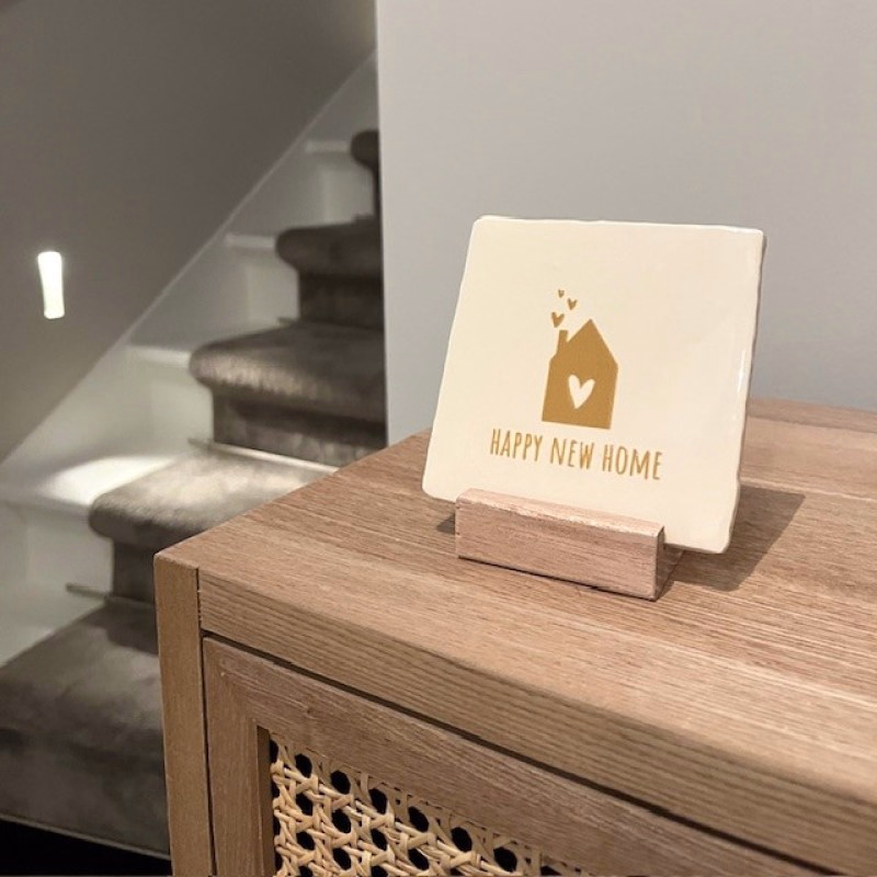 Originele tegeltjes inclusief houten standaardje - 