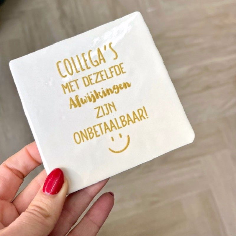 Originele tegeltjes inclusief houten standaardje - 