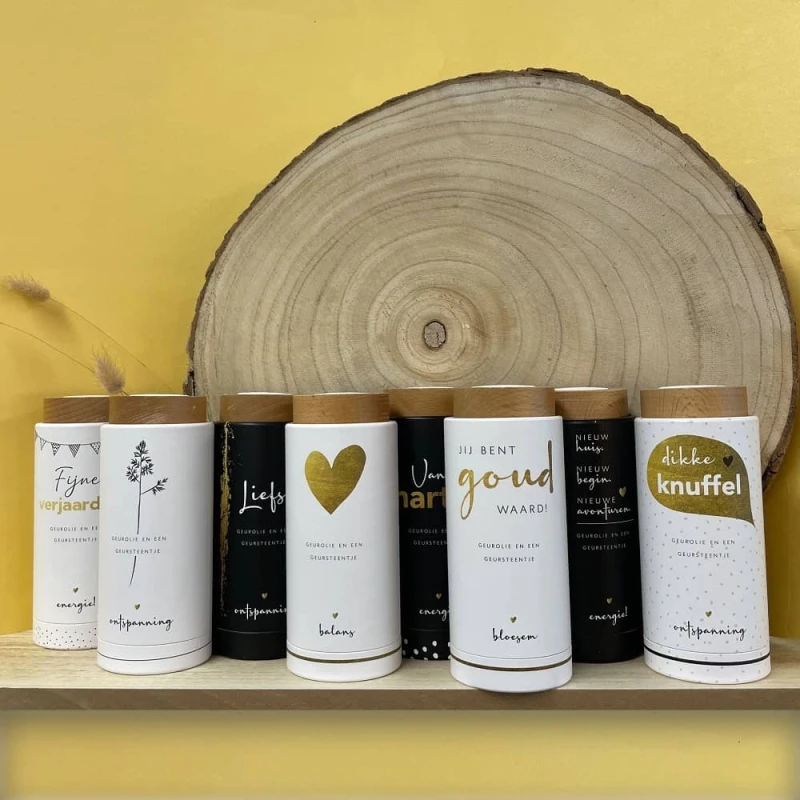 Geursteentje met geurolie in geschenkkoker