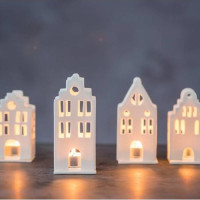 huisje, licht, wit, kaarsje