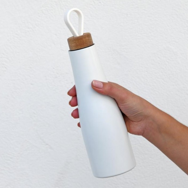 Stijlvolle witte thermosfles met hengsel