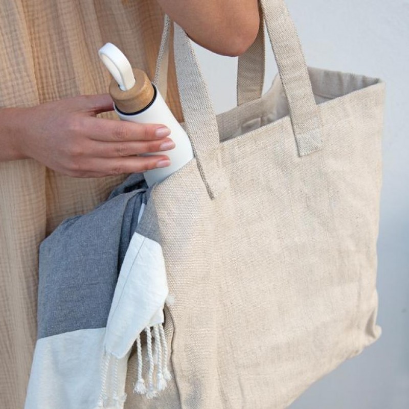 Stijlvolle witte thermosfles met hengsel